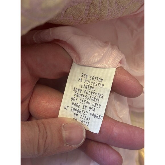 Vintage Y2K Betsey Johnson Blazer Jacket Pink Gold Jacquard Floral Size 4 - Picture 8 of 11